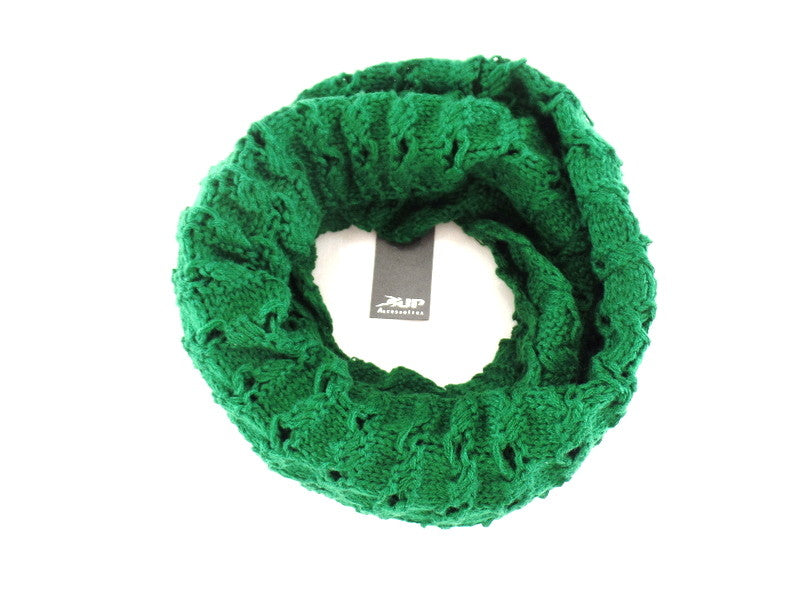 Schal Rundschal dunkelgrün Loop Wickelschal gestrickt Arcylic Lochmuster UP
