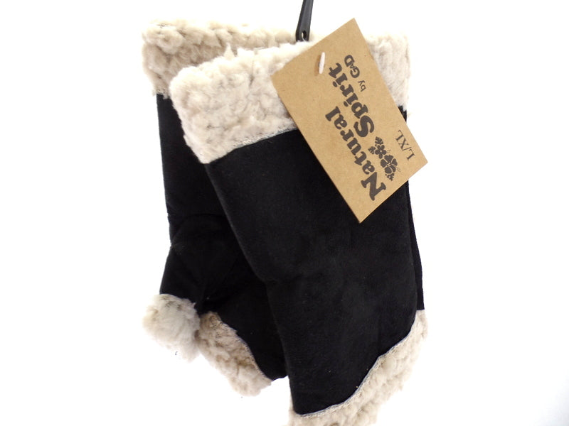 Handschuhe Fingerlos Schwarz L / XL Kunstleder Kunstfell Natural Spirit