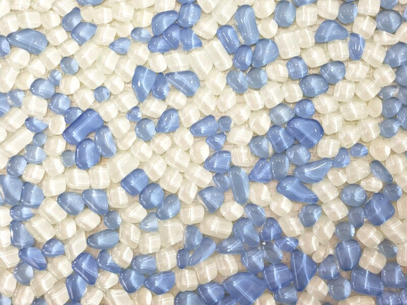 CASA-POADOR Mosaik Fliesenmatte Polygonal weiß hellblau glänzend