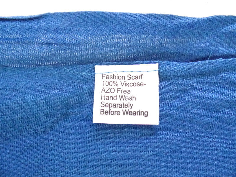 Schal Tuch Stola Fransen Blau 100 % Viscose XXL Schal 190 Lang 65 Breit