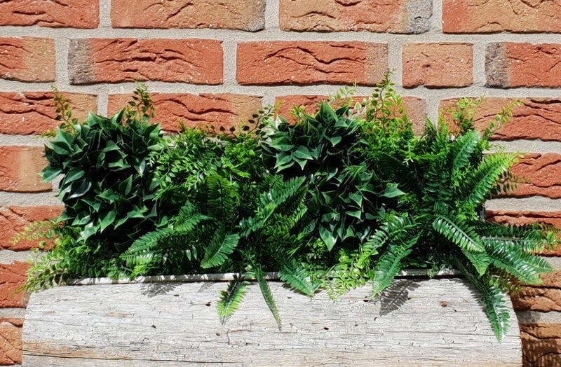Wandbild Wand Deko Rahmen mit künstlichen Blumen Farn Dekoration