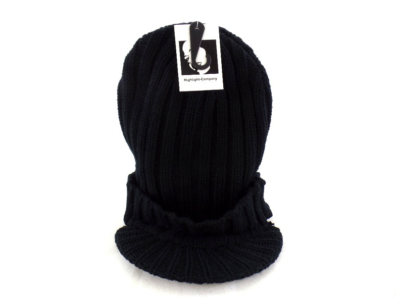 Mütze Strick Schirmmütze Schwarz 100% Acrylic Umschlag Highlight Company Unisex