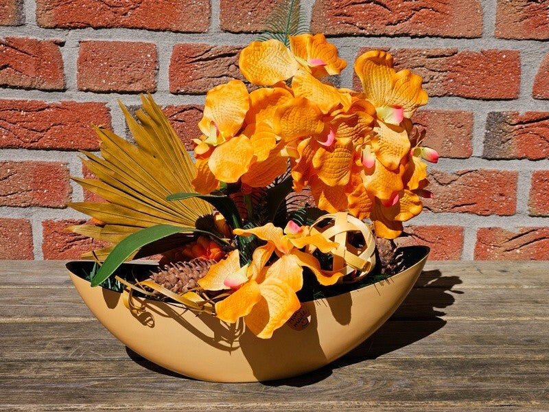 Casa-Poador Weihnachtsgesteck ellipse Orange Orchidee Rose künstlich Dekoration