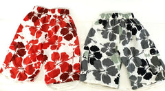Badehosen Kinder 128-140 3 für 2  Badeshorts Hibiskus Shorts geblümt Rot Schwarz