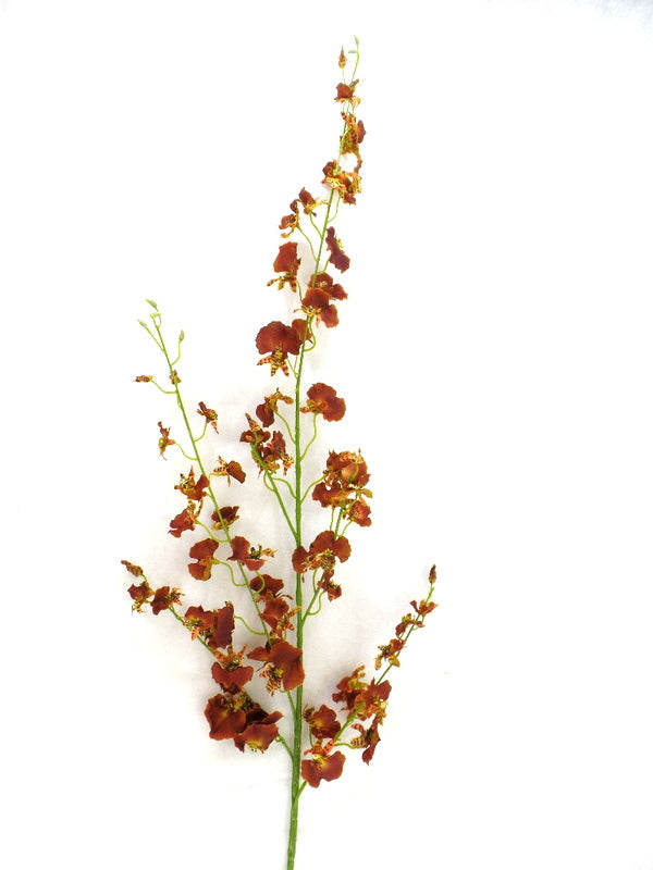 Künstliche Seidenblumen Orchideen Gelb / Braun 4 Zweige 100 cm Dekoration Top !