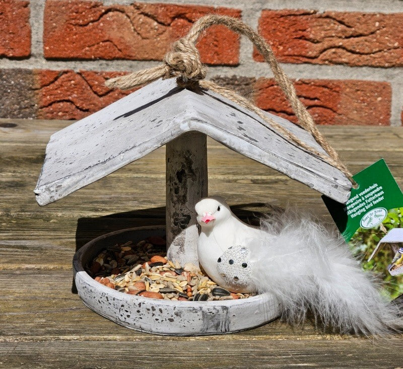 Vogel Futter Haus Station Spender zum Aufhängen Garten Vögel grau Geschenk