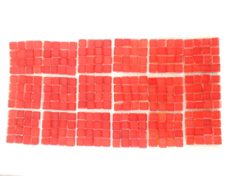 BORDÜRE Glasmosaik Rot matt Glas Borde 18 x Quadrate 50 x 50 mm 288 Steine 5 mm