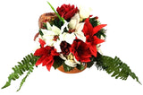 CASA - POADOR GRABGESTECK Schale Weiß Rot Weihnachtsstern Rosen Kunstblumen