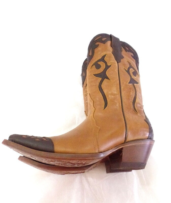 Westernstiefel 36 Natura Cafe Cowboystiefel Leder spitz Applikationen Rudel