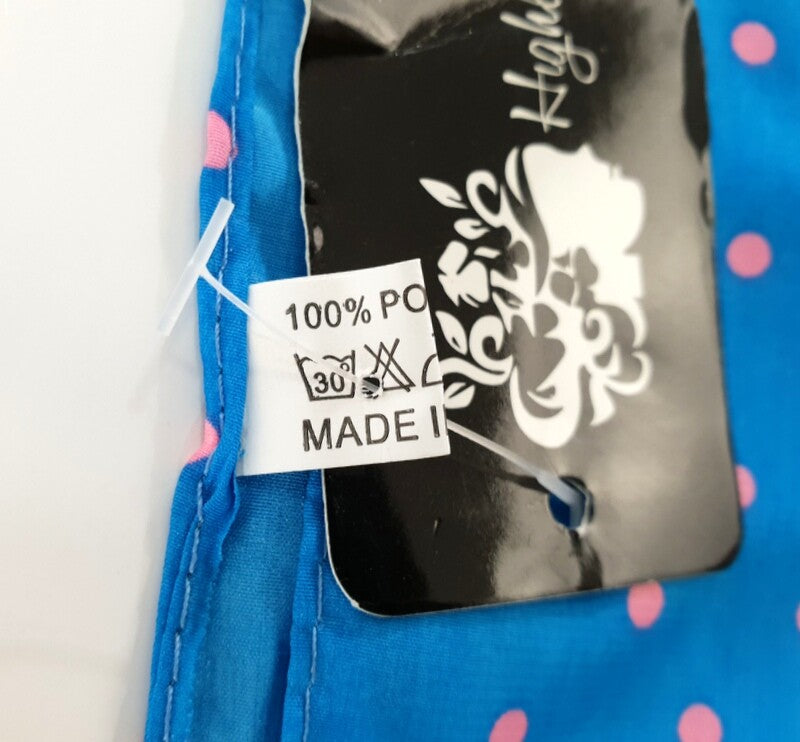 Schal Rundschal hellblau mit Rosa Punkten Loop Wickelschal 100% Polyester