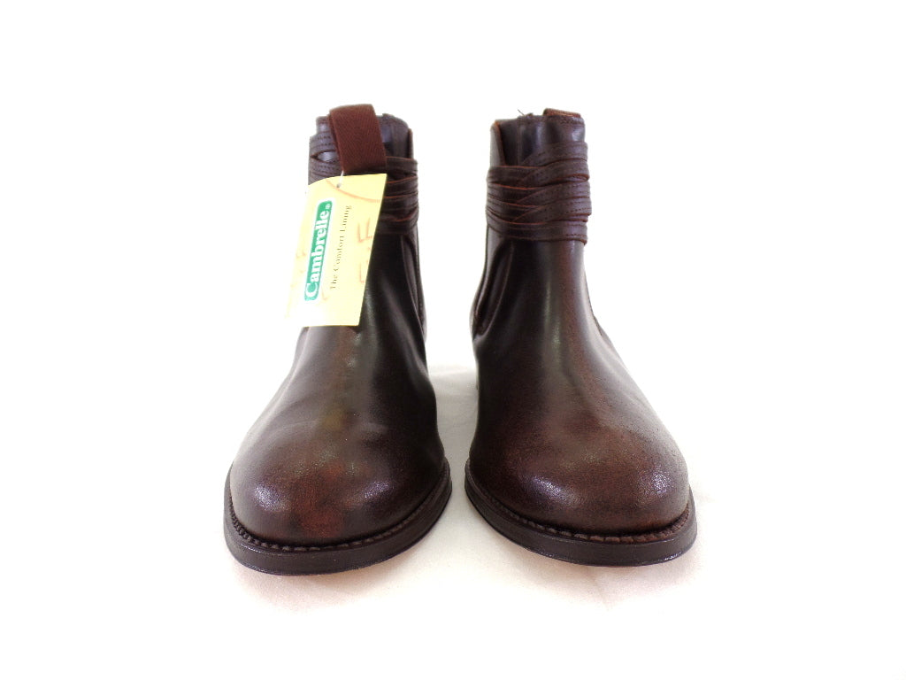 Reitstiefelette 45 Braun Rund Echtleder Cambrelle Schnalle Labor USA 11,5 UK 11