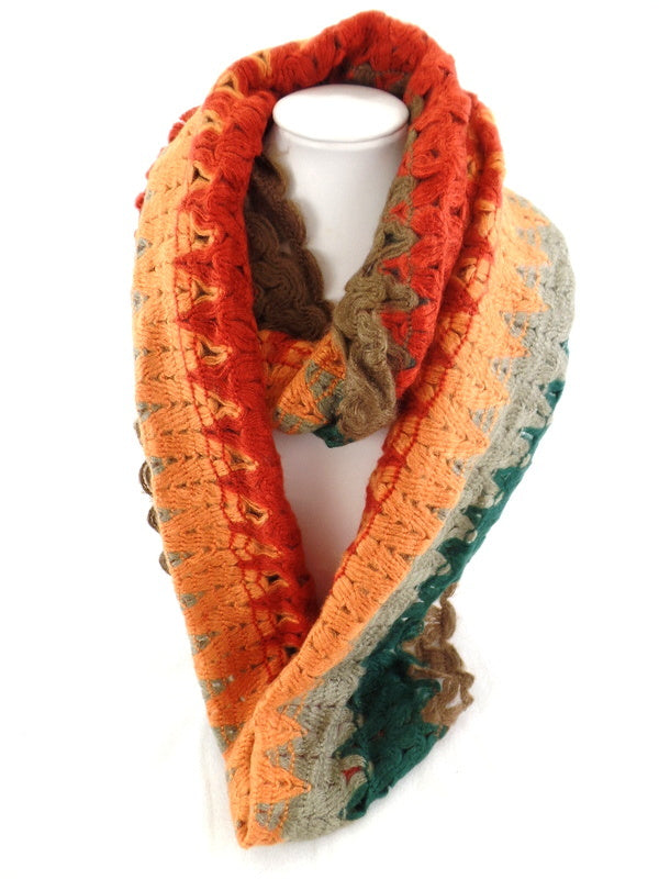 Schal Loop Wickelschal Bunt in 4 Farbvarianten Gelb, Rosa, Beige, Orange wählbar