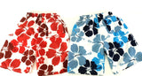 Badehosen Kinder3 für 2Badeshorts 146 - 158 Hibiskus Shorts geblümt Rot Blau