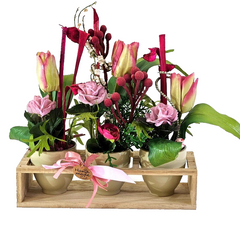 Casa-Poador Künstliches Gesteck  Kunstblume in Holzkästchen Blume  Geschenk