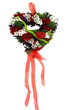 HERZ REISIGUNTERLAGE Rot Weiß Lila Kunstblumen Aufhängung Geschenk Valentinstag