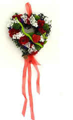 Herz Reisigunterlage Rot Weiß Lila Kunstblumen Aufhängung Geschenk Valentinstag