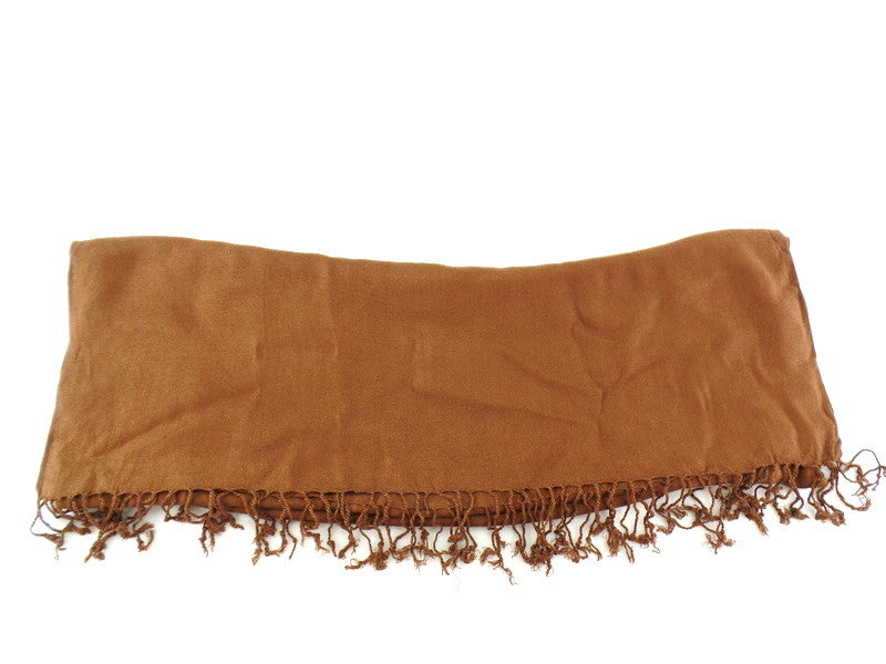Schal Tuch  Stola Fransen hellbraun 100 % Viscose XXL Schal 190 Lang 65 Breit