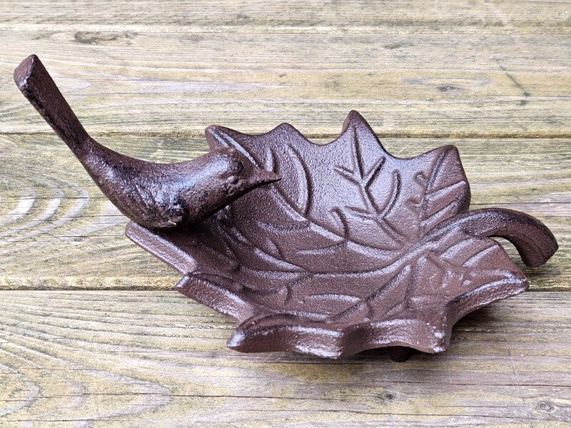 Vogeltränke Gusseisen Blatt Vogelbad Futterschale Vogelfigur Dekoration Geschenk