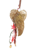 HERZ KÜNSTLICHE DEKOTÜTE Deko zum aufhängen 43 cm L Weihnachten Gold /Rotfarben