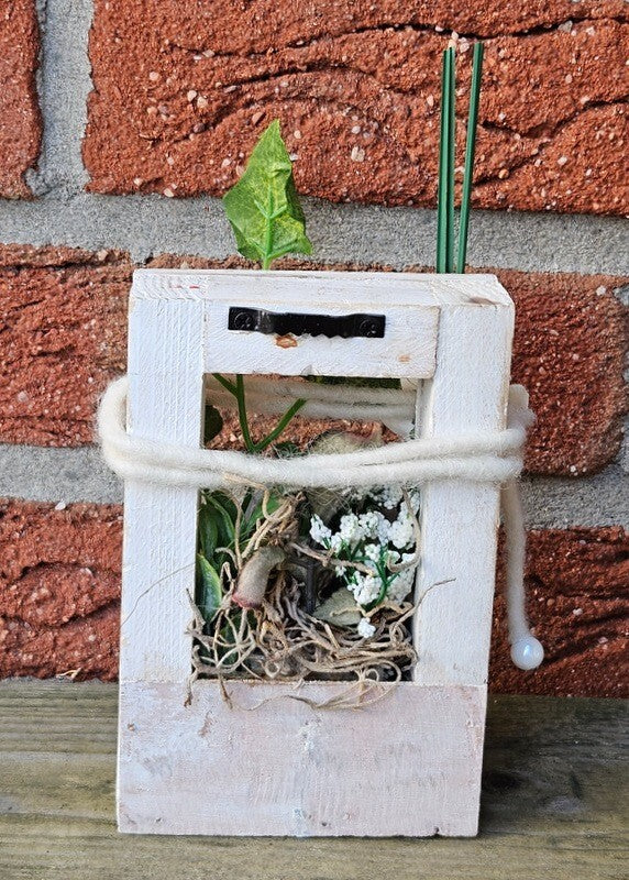 Casa - Poador Holz Bilderrahmen Vintage Shabby Weiß Kunstblumen Geschenk Deko