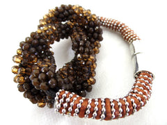 Fashion Jewelry Armband braun Modeschmuck Magnetverschluss Perlen Knoten