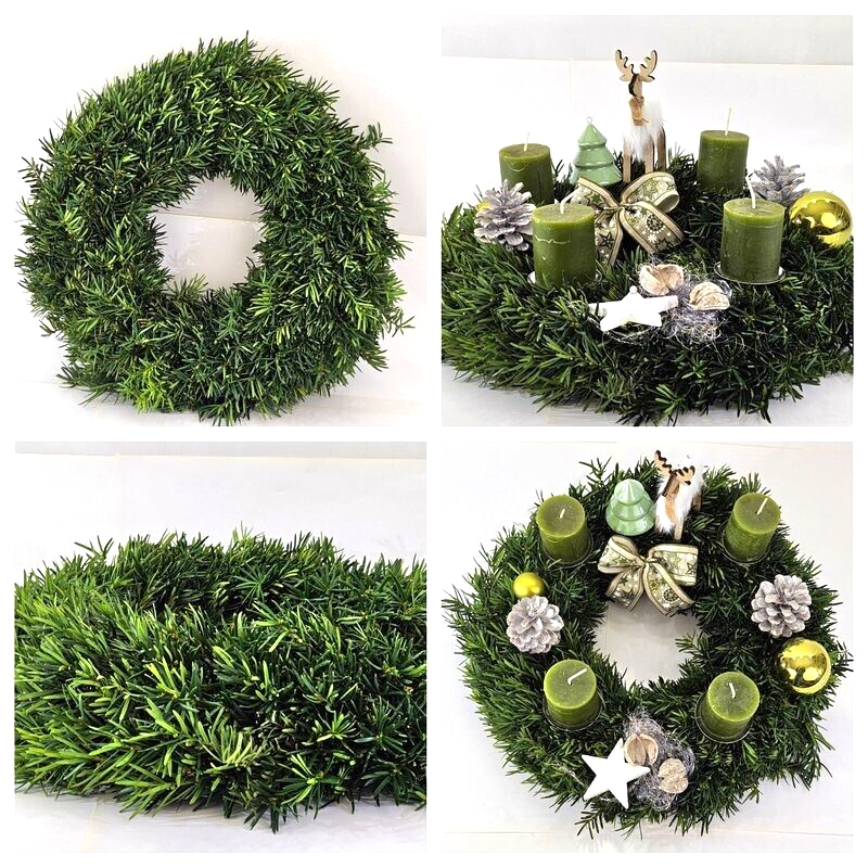 Kranz Taxus Rohling halbrund Eibe Adventskranz Frisch 40cm Dekoration Advent Tür