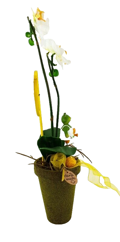 Orchidee Gesteck Kunstblume Pflanze Weiß Gelb Blume Deko 25 cm H Phalaenopsis