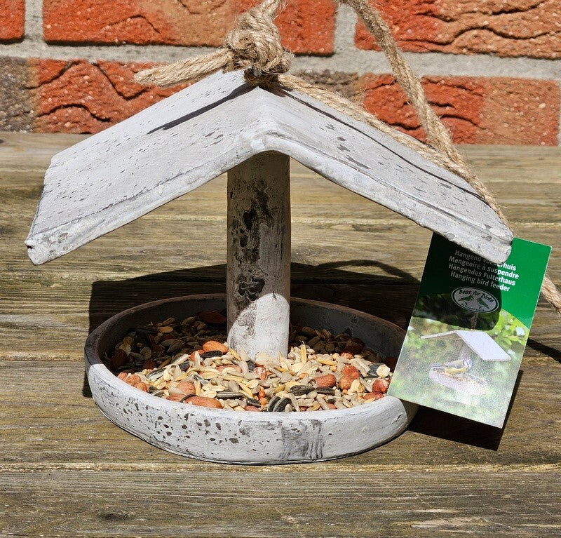 Vogel Futter Haus Station Spender zum Aufhängen Garten Vögel grau Geschenk