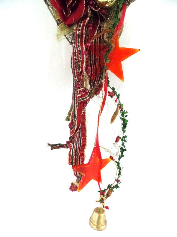 Herz Künstliche Dekotüte Deko zum aufhängen 43 cm L Weihnachten Gold /Rotfarben