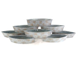 9 Metallgefäße Schiffchen Ellipsenform 30 x 8 x 6,5 blau grau Blumengefäß