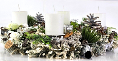 Adventskranz Weiß Jingle Bells künstliche Tanne 35 cm Glöckchen Zapfen Stern