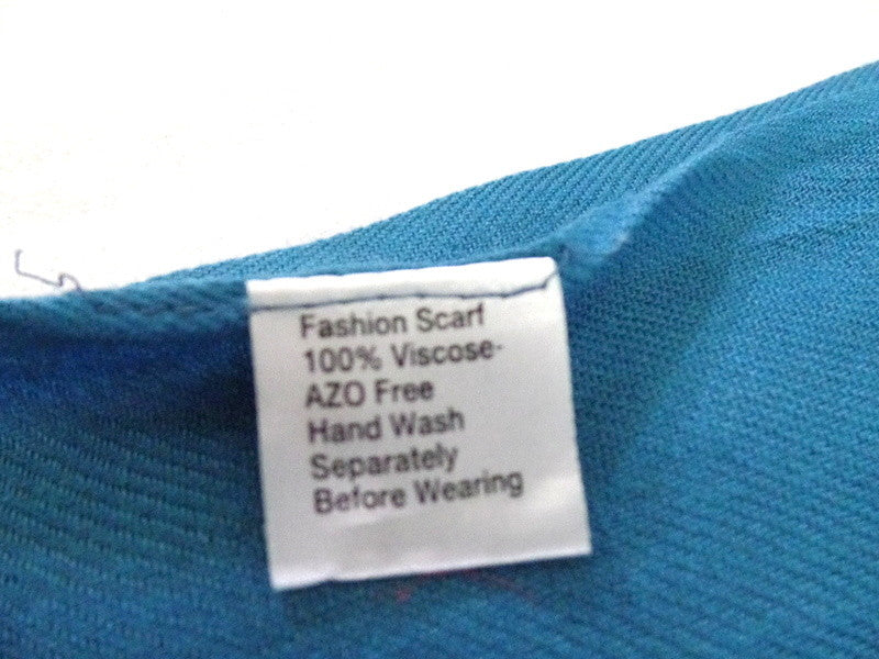 Schal Tuch Stola Fransen Türkis 100 % Viscose XXL Schal 190 Lang 65 Breit
