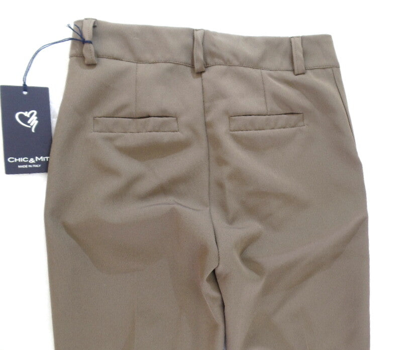 Hose Chic & Mit Kaki Größe S Bundfaltenhose Buisnesshose Italy