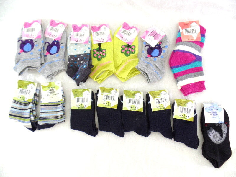Kinder Sneaker 15 Paar Socken 26 - 27 Füßlinge kurz Mädchen / Jungen bunt