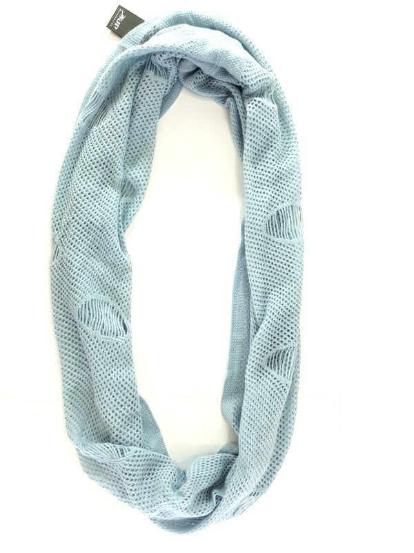 Schal Rundschal Blau Grau Loop Wickelschal gestrickt Lochmuster 100% Arcylic