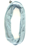 Schal Rundschal Blau Grau Loop Wickelschal gestrickt Lochmuster 100% Arcylic