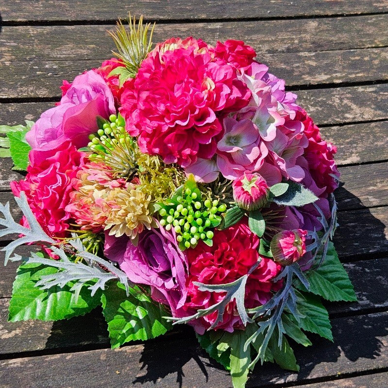 Strauß künstlich Rosa Pink Grün Kunstblumen 30 cm Lang 30 D rund