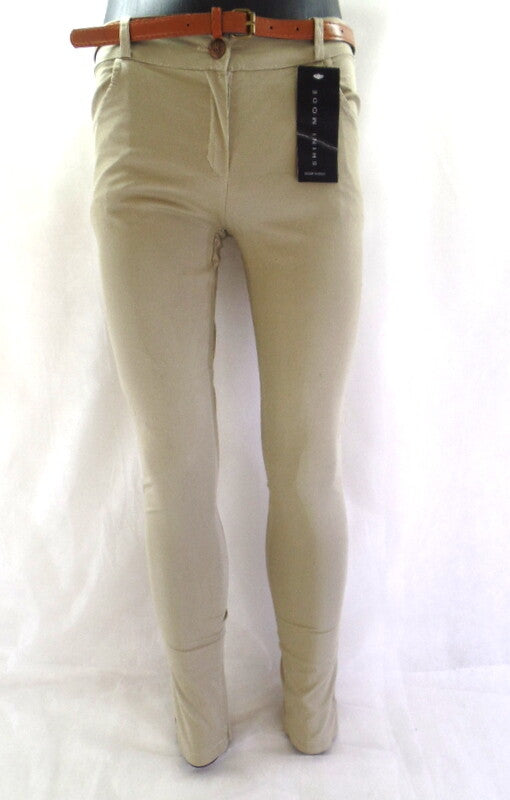 Hose Größe M Beige Stoffhose Shini Mode mit Gürtel
