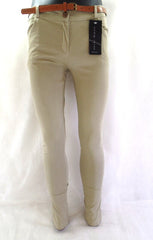 Hose Größe M Beige Stoffhose Shini Mode mit Gürtel