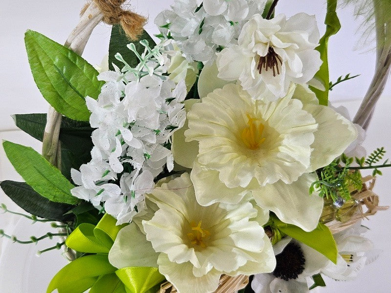Casa-Poador Gesteck im Korb Anemone Osterglocken Kunstblumen Frühling Deko