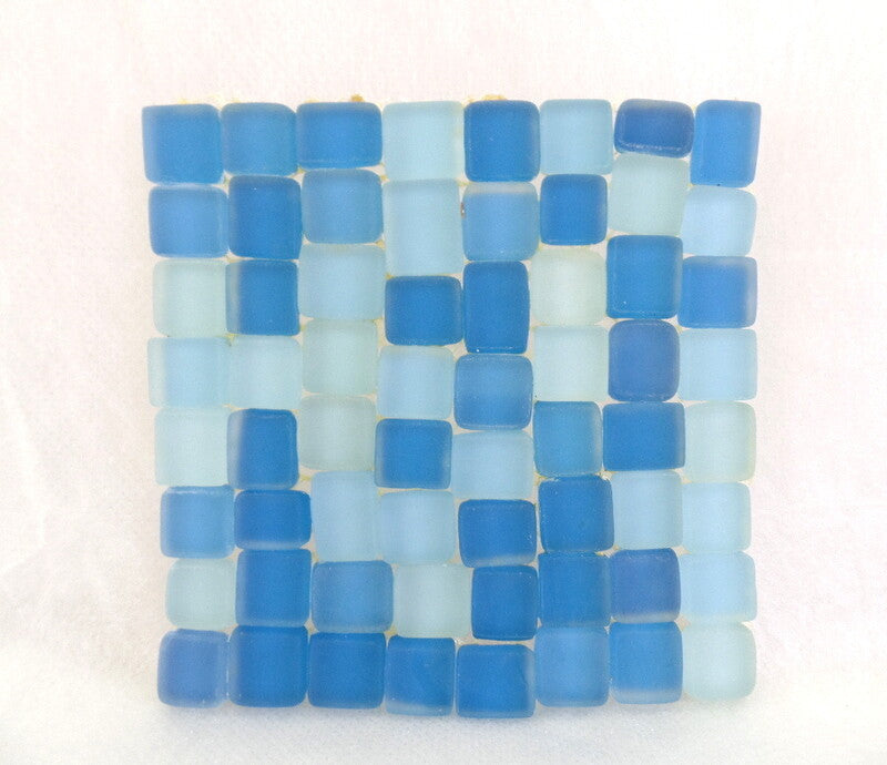 BORDÜRE Glasmosaik hellblau blau matt Borde 1 x Quadrat 64 Steine unregelmäßig