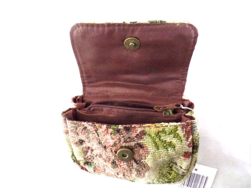 Geldbörse Beige Portmonaie Wallet Etui fortlaufendes Blumenmuster Magnetversch