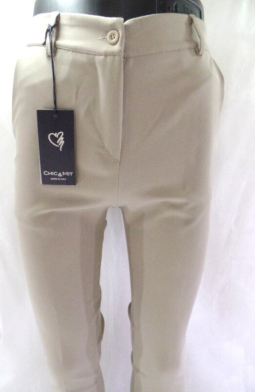 Hose Chic & Mit Beige Größe M Bundfaltenhose Buisnesshose Italy