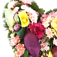 Grabgesteck Herz Rosa Lila Dahlie Hortensie Kunstblumen Natur Friedhof