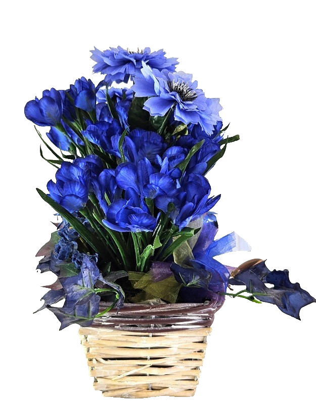 Casa-Poador Gesteck Blau Kunstblumen Krokus Froschfigur Dekoration