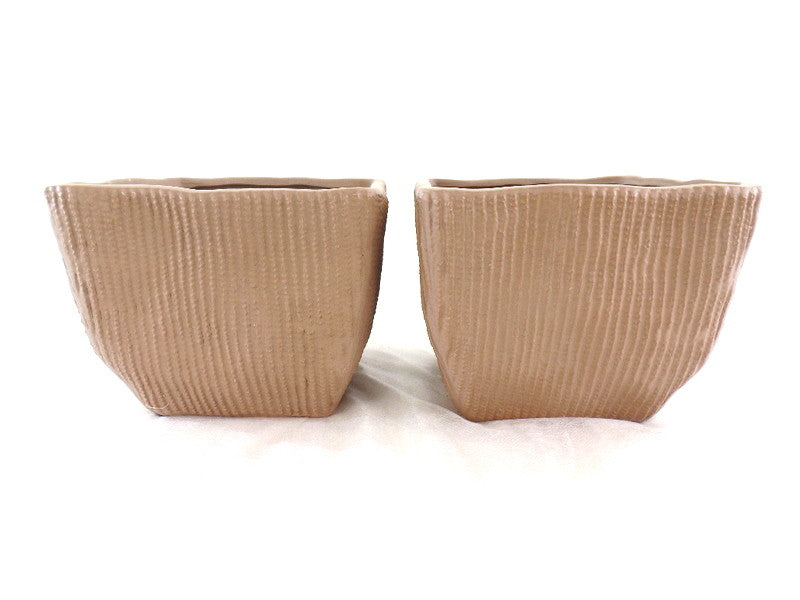 Töpfe 2 Übertöpfe 13 cm Hoch hellbraun quadratisch Pflanzen Dekoration