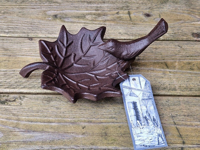 Vogeltränke Gusseisen Blatt Vogelbad Futterschale Vogelfigur Dekoration Geschenk