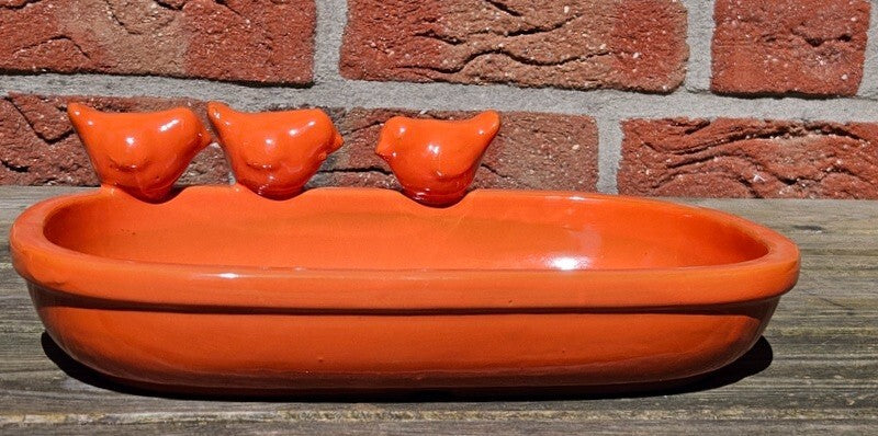 Vogeltränke Vogelbad Orange Garten Wasserschalen Vogelbecken Tiertränke Geschenk