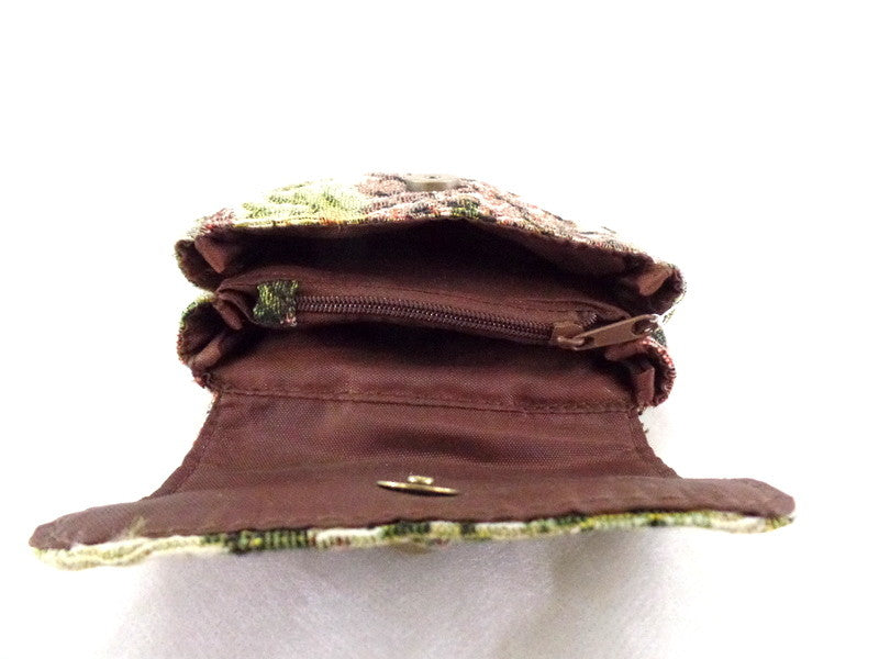 Geldbörse Beige Portmonaie Wallet Etui fortlaufendes Blumenmuster Magnetversch