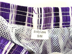 Badehose Badeshorts S / M Lotus Shorts geblümt gestreift Lila Weiß Freizeit